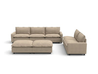 Modular Cero Modular Sectionals | 7-Piece Khaki Linen Open Plan Sofa Sets 5-Seater with 2-Ottomans