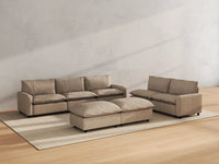 Modular Cero Modular Sectionals | 7-Piece Khaki Linen Open Plan Sofa Sets 5-Seater with 2-Ottomans
