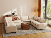 Modular Cero Modular Sectionals | 8-Piece Beige Linen Open Space U-Shaped Sectionals 8-Seater