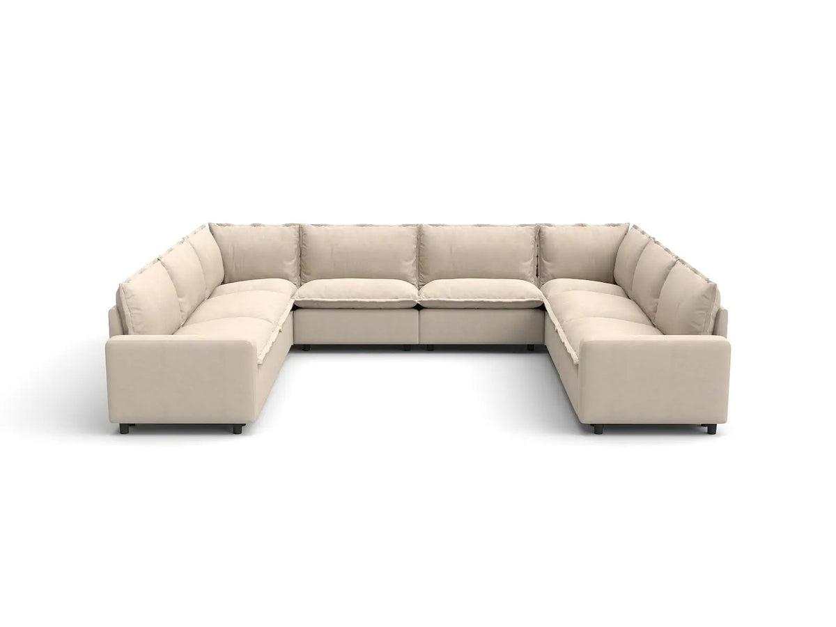 Modular Cero Modular Sectionals | 8-Piece Beige Linen Open Space U-Shaped Sectionals 8-Seater