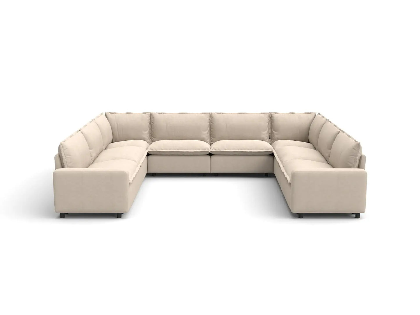 Modular Cero Modular Sectionals | 8-Piece Beige Linen Open Space U-Shaped Sectionals 8-Seater