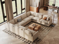 Modular Cero Modular Sectionals | 8-Piece Beige Linen Open Space U-Shaped Sectionals 8-Seater