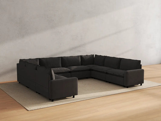 Modular Cero Modular Sectionals | 8-Piece Grey Linen Grand Estate U-Shaped Sectionals 8-Seater