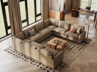 Modular Cero Modular Sectionals | 8-Piece Khaki Linen Grand Estate U-Shaped Sectionals 8-Seater