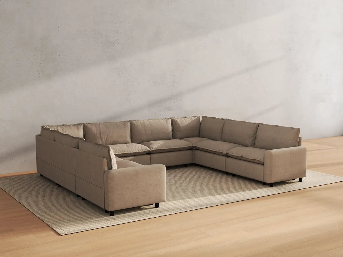 Modular Cero Modular Sectionals | 8-Piece Khaki Linen Grand Estate U-Shaped Sectionals 8-Seater