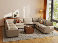 Modular Cero Modular Sectionals | 8-Piece Khaki Linen Grand Estate U-Shaped Sectionals 8-Seater