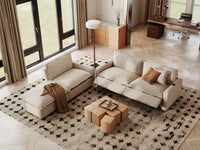Modular Cero Reclining Sectionals | 4-Piece Beige Linen Home Living Chaise Sectionals 3-Seater with 1-Ottoman