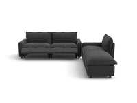 Modular Cero Reclining Sectionals | 4-Piece Grey Linen Home Living Chaise Sectionals 3-Seater with 1-Ottoman