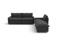 Modular Cero Reclining Sectionals | 4-Piece Grey Linen Large Space Chaise Sectionals 3-Seater with 1-Ottoman