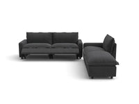 Modular Cero Reclining Sectionals | 4-Piece Grey Linen Large Space Chaise Sectionals 3-Seater with 1-Ottoman