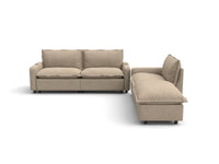 Modular Cero Reclining Sectionals | 4-Piece Khaki Linen Home Living Chaise Sectionals 3-Seater with 1-Ottoman