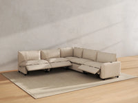 Modular Cero Power Reclining Sectional | 5-Piece Beige Linen Grand Estate V-Shaped Sectionals 5-Seater