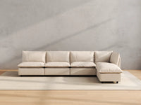 Modular Cero Reclining Sectionals | 5-Piece Beige Linen Home Living L-Shaped Sectionals 4-Seater with 1-Ottoman