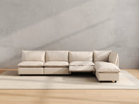 Modular Cero Reclining Sectionals | 5-Piece Beige Linen Home Living L-Shaped Sectionals 4-Seater with 1-Ottoman