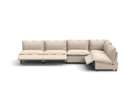 Modular Cero Reclining Sectionals | 5-Piece Beige Linen Large Space L-Shaped Sectionals 5-Seater