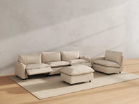 Modular Cero Reclining Sectionals | 5-Piece Beige Linen Large Space Sofa Sets 4-Seater with 1-Ottoman