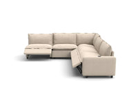 Modular Cero Sectional Sofa with Recliner | 5-Piece Beige Linen Large Space V-Shaped Sectionals 5-Seater