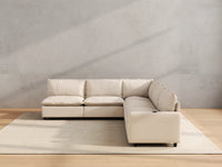 Modular Cero Recliner Sectional | 5-Piece Beige Linen Large Space V-Shaped Sectionals 5-Seater