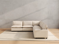 Modular Cero Sectional Sofa with Recliner | 5-Piece Beige Linen Large Space V-Shaped Sectionals 5-Seater