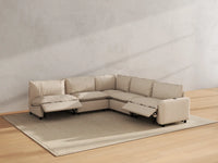 Modular Cero Recliner Sectional | 5-Piece Beige Linen Large Space V-Shaped Sectionals 5-Seater