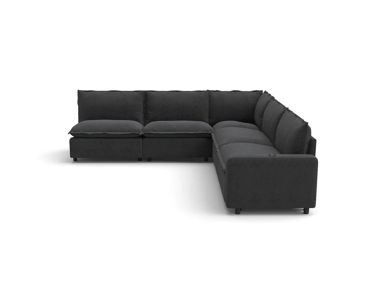 Modular Cero Sectional Recliner | 5-Piece Grey Linen Grand Estate V-Shaped Sectionals 5-Seater