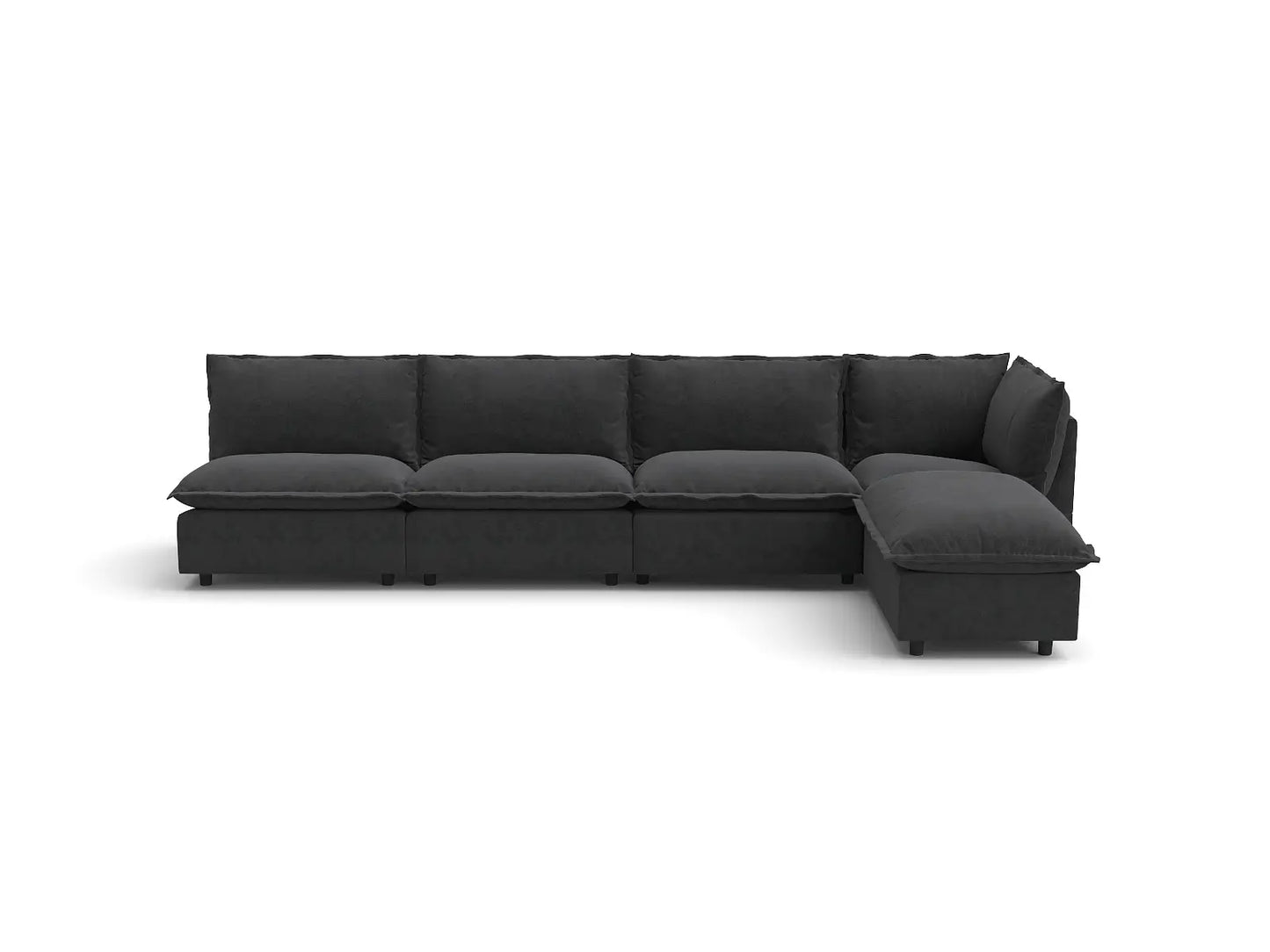 Modular Cero Reclining Sectionals | 5-Piece Grey Linen Home Living L-Shaped Sectionals 4-Seater with 1-Ottoman