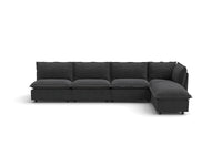 Modular Cero Reclining Sectionals | 5-Piece Grey Linen Home Living L-Shaped Sectionals 4-Seater with 1-Ottoman