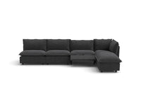 Modular Cero Reclining Sectionals | 5-Piece Grey Linen Home Living L-Shaped Sectionals 4-Seater with 1-Ottoman