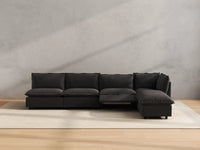 Modular Cero Reclining Sectionals | 5-Piece Grey Linen Home Living L-Shaped Sectionals 4-Seater with 1-Ottoman