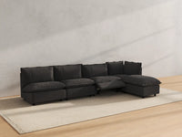 Modular Cero Reclining Sectionals | 5-Piece Grey Linen Home Living L-Shaped Sectionals 4-Seater with 1-Ottoman