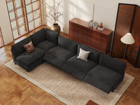 Modular Cero Reclining Sectionals | 5-Piece Grey Linen Home Living L-Shaped Sectionals 5-Seater