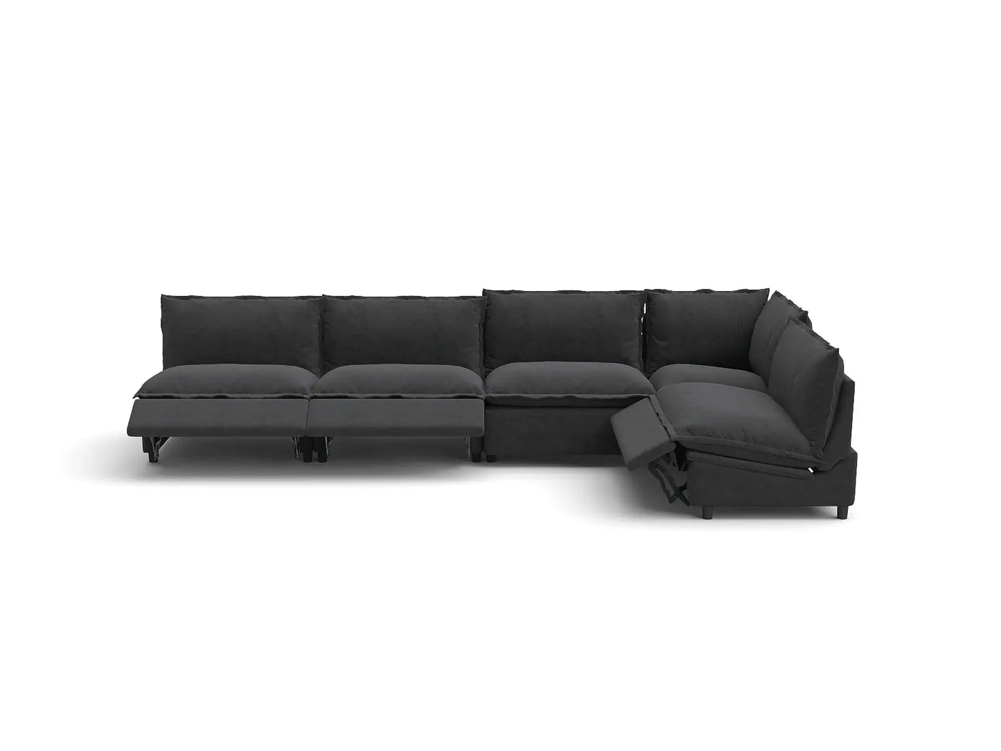 Modular Cero Reclining Sectionals | 5-Piece Grey Linen Home Living L-Shaped Sectionals 5-Seater