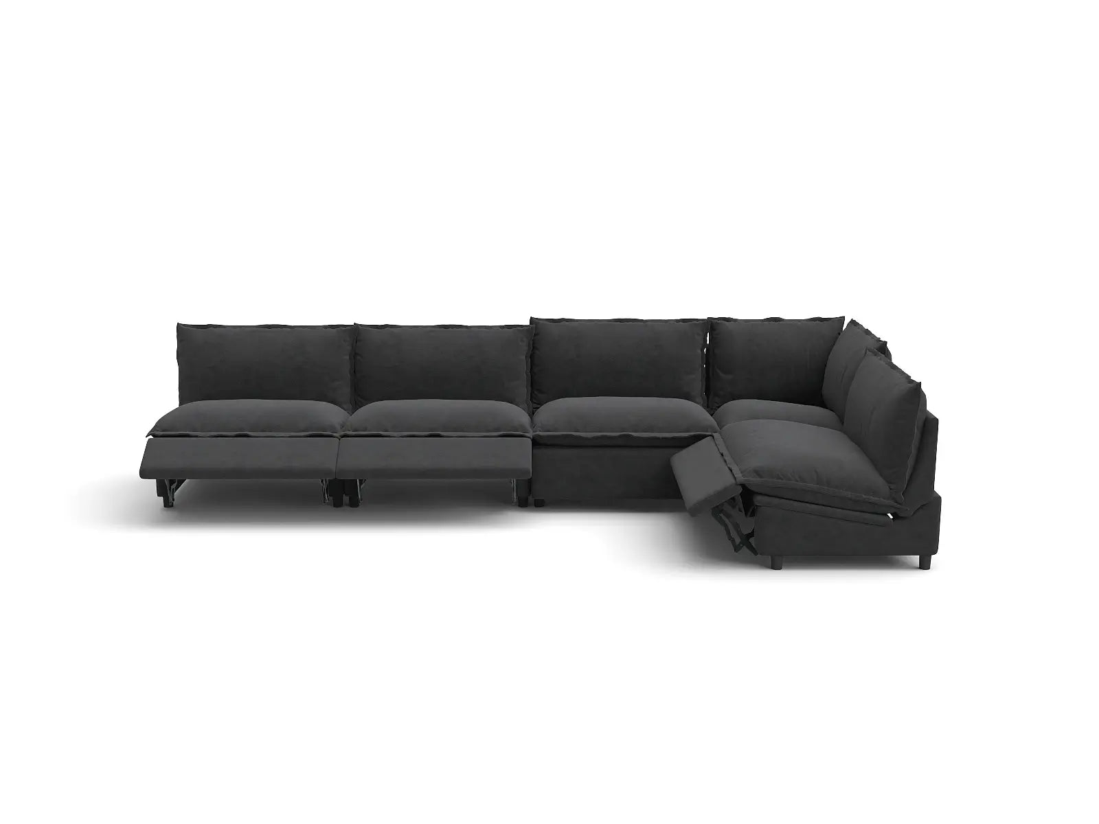 Modular Cero Reclining Sectional Sofa | 5-Piece Grey Linen Home Living L-Shaped Sectionals 5-Seater