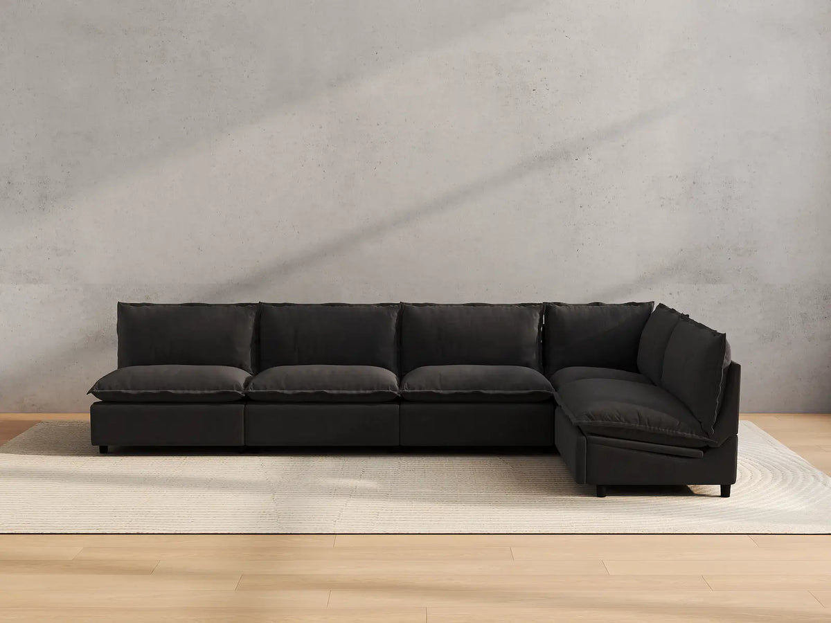 Modular Cero Reclining Sectionals | 5-Piece Grey Linen Home Living L-Shaped Sectionals 5-Seater