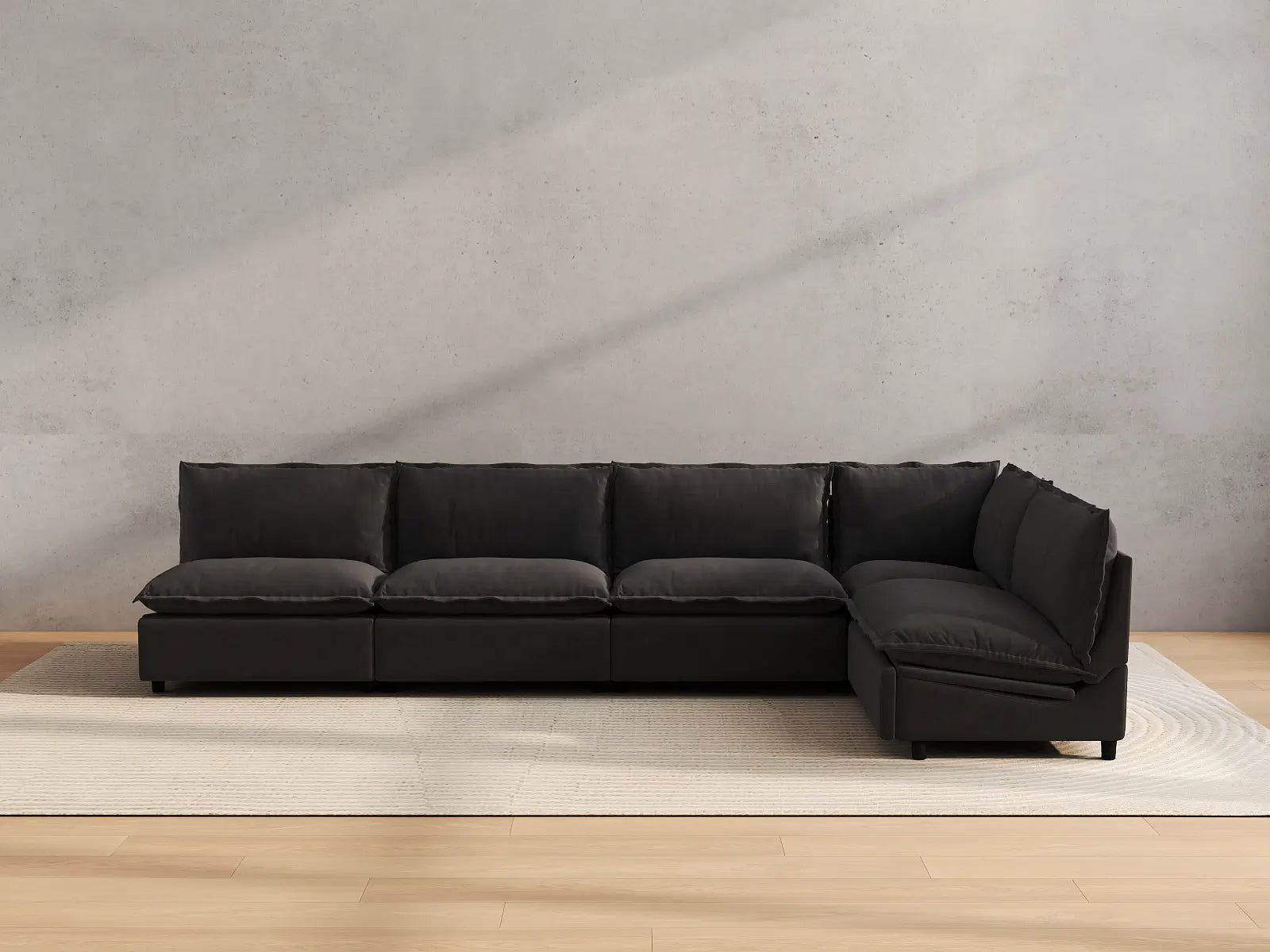 Modular Cero Reclining Sectional Sofa | 5-Piece Grey Linen Home Living L-Shaped Sectionals 5-Seater