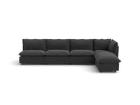 Modular Cero Reclining Sectionals | 5-Piece Grey Linen Large Space L-Shaped Sectionals 4-Seater with 1-Ottoman