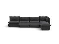 Modular Cero Reclining Sectionals | 5-Piece Grey Linen Large Space L-Shaped Sectionals 4-Seater with 1-Ottoman