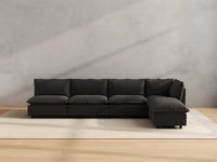 Modular Cero Reclining Sectionals | 5-Piece Grey Linen Large Space L-Shaped Sectionals 4-Seater with 1-Ottoman