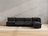 Modular Cero Reclining Sectionals | 5-Piece Grey Linen Large Space L-Shaped Sectionals 4-Seater with 1-Ottoman