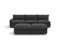 Modular Cero Reclining Sectionals | 5-Piece Grey Linen Large Space Sofa Sets 3-Seater with 2-Ottomans