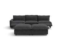 Modular Cero Reclining Sectionals | 5-Piece Grey Linen Large Space Sofa Sets 3-Seater with 2-Ottomans
