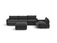 Modular Cero Reclining Sectionals | 5-Piece Grey Linen Large Space Sofa Sets 4-Seater with 1-Ottoman