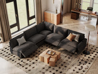 Modular Cero Couch Recliner Sectional | 5-Piece Grey Linen Large Space V-Shaped Sectionals 5-Seater