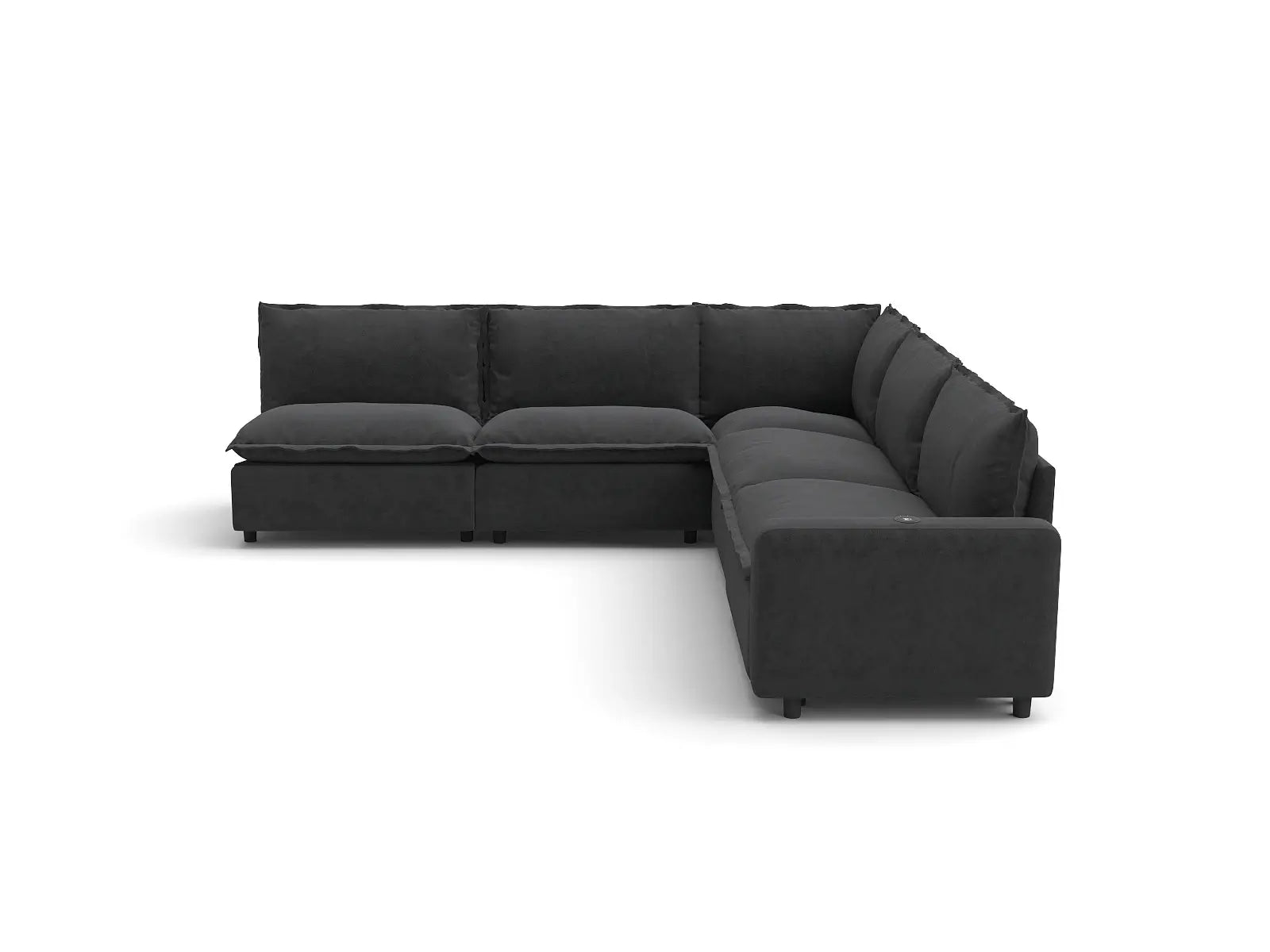 Modular Cero Reclining Sectional Sofa | 5-Piece Grey Linen Large Space V-Shaped Sectionals 5-Seater