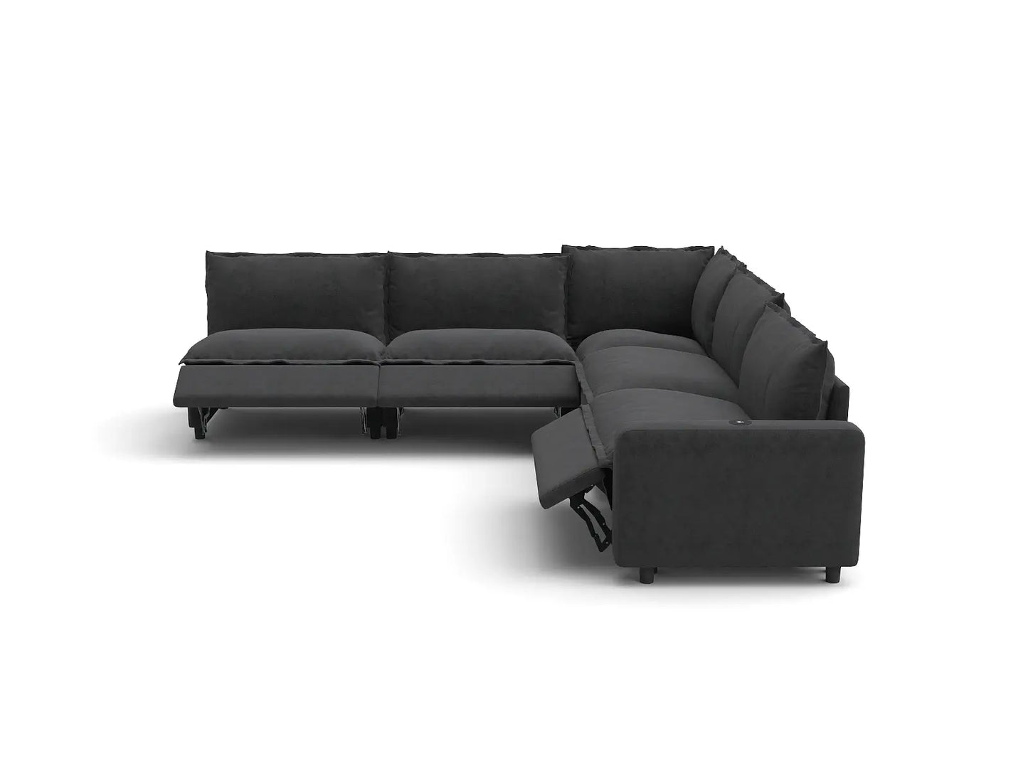 Modular Cero Couch Recliner Sectional | 5-Piece Grey Linen Large Space V-Shaped Sectionals 5-Seater