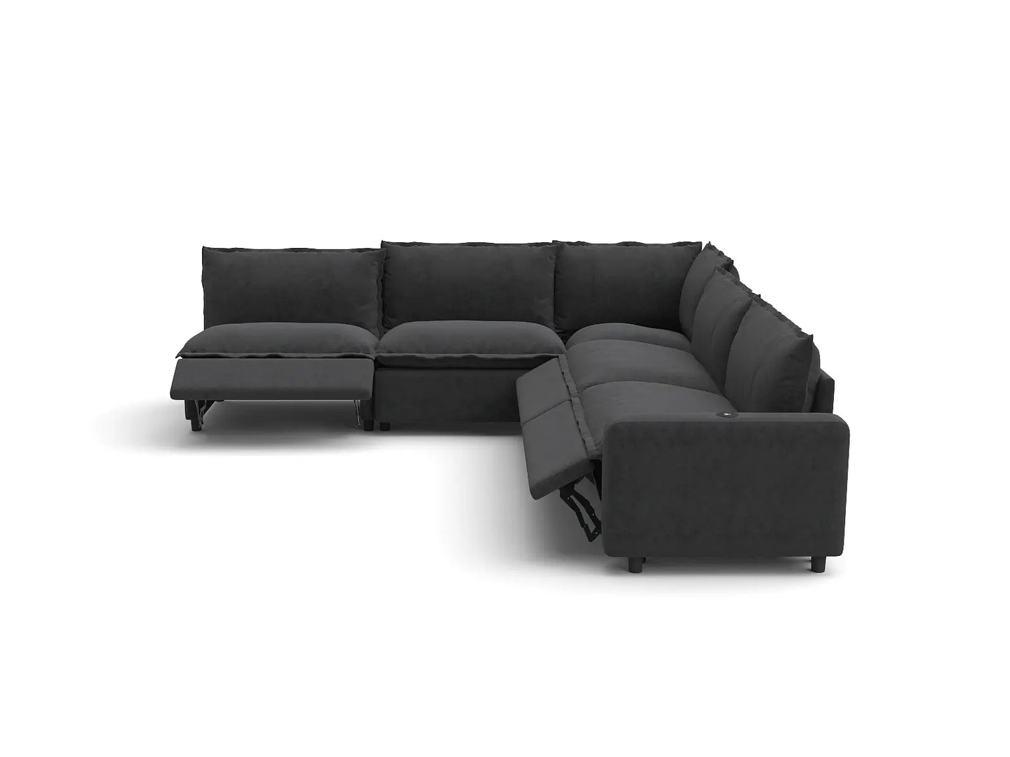 Modular Cero Couch Recliner Sectional | 5-Piece Grey Linen Large Space V-Shaped Sectionals 5-Seater