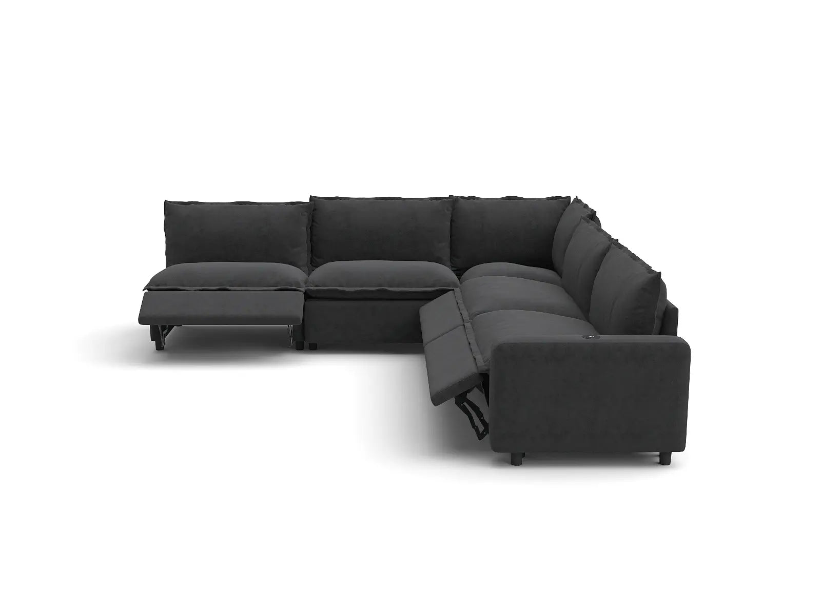 Modular Cero Couch Recliner Sectional | 5-Piece Grey Linen Large Space V-Shaped Sectionals 5-Seater