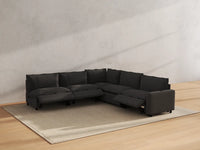 Modular Cero Couch Recliner Sectional | 5-Piece Grey Linen Large Space V-Shaped Sectionals 5-Seater