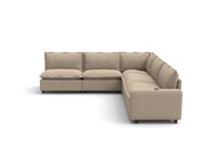 Modular Cero Reclining Sectionals | 5-Piece Khaki Linen Grand Estate V-Shaped Sectionals 5-Seater