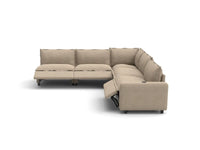 Modular Cero Reclining Sectionals | 5-Piece Khaki Linen Grand Estate V-Shaped Sectionals 5-Seater